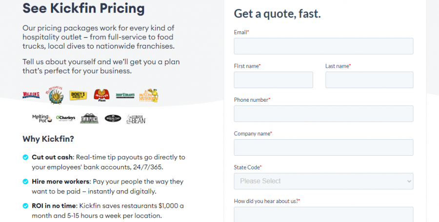 Kickfin Pricing Screenshot