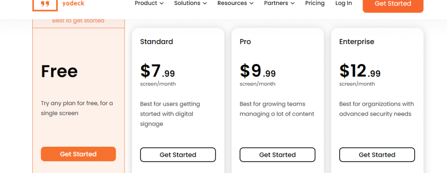 Yodeck Pricing Screenshot