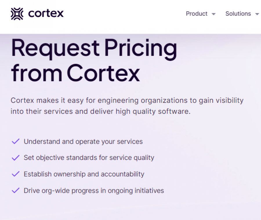 Cortex Pricing Screenshot