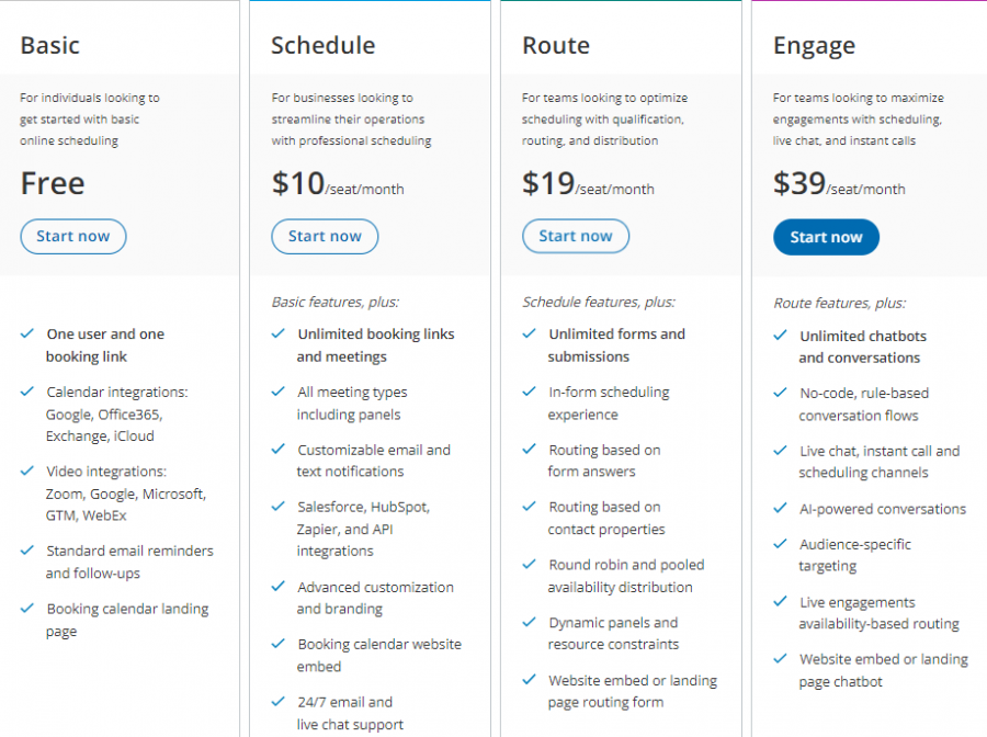 OnceHub Pricing Screenshot