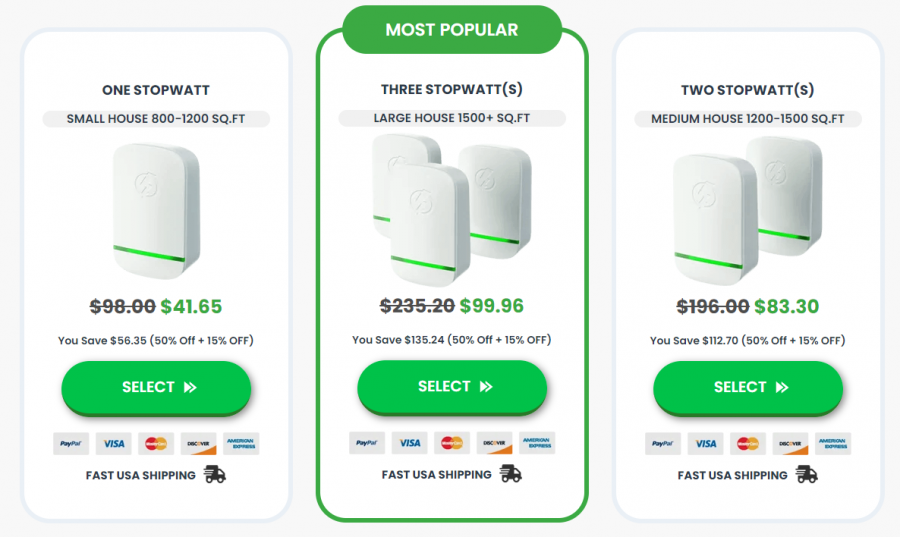 StopWatt Pricing Screenshot