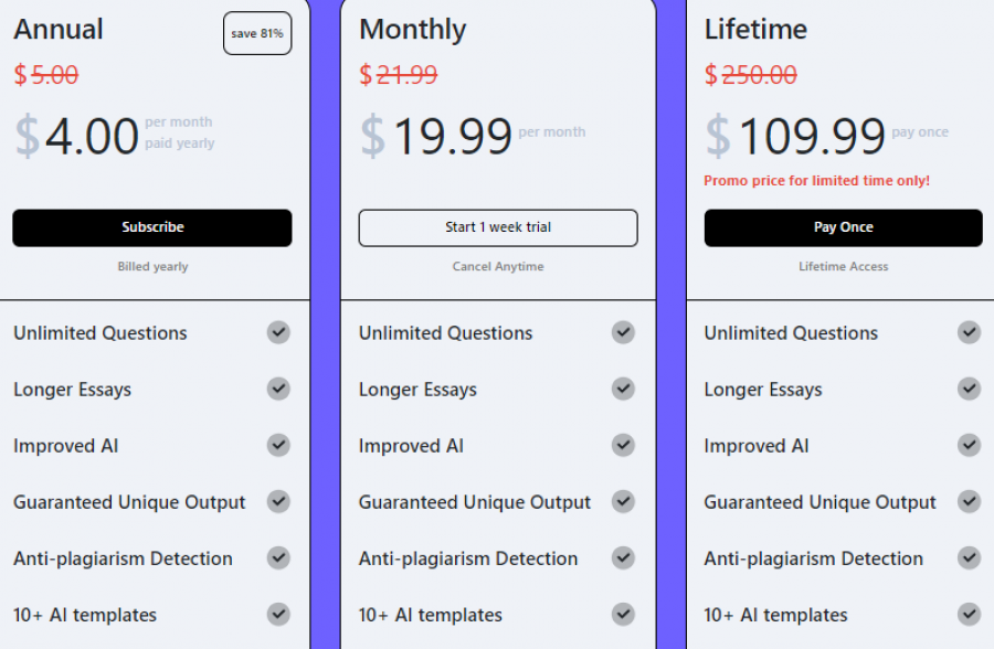 Cramly.ai Pricing Screenshot