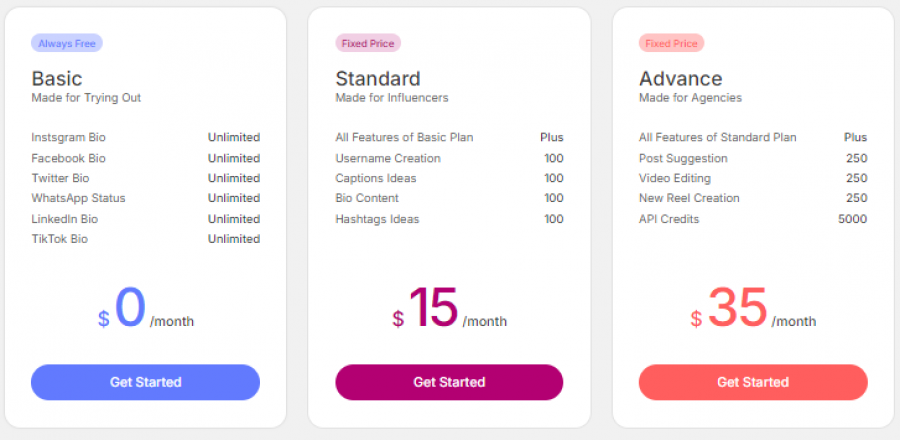 BioGPT Pricing Screenshot