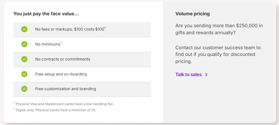 Giftogram Pricing Screenshot