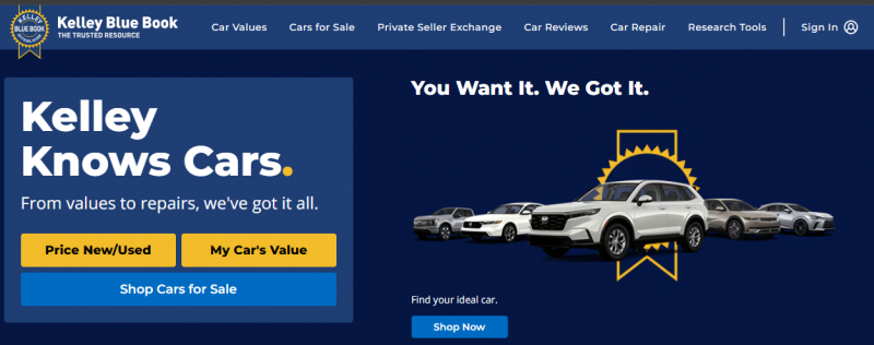 Kelley Blue Book Home page