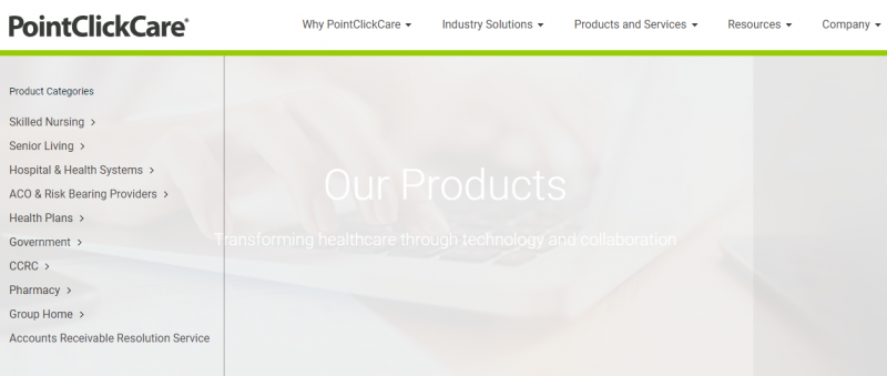 PointClickCare Product Categories